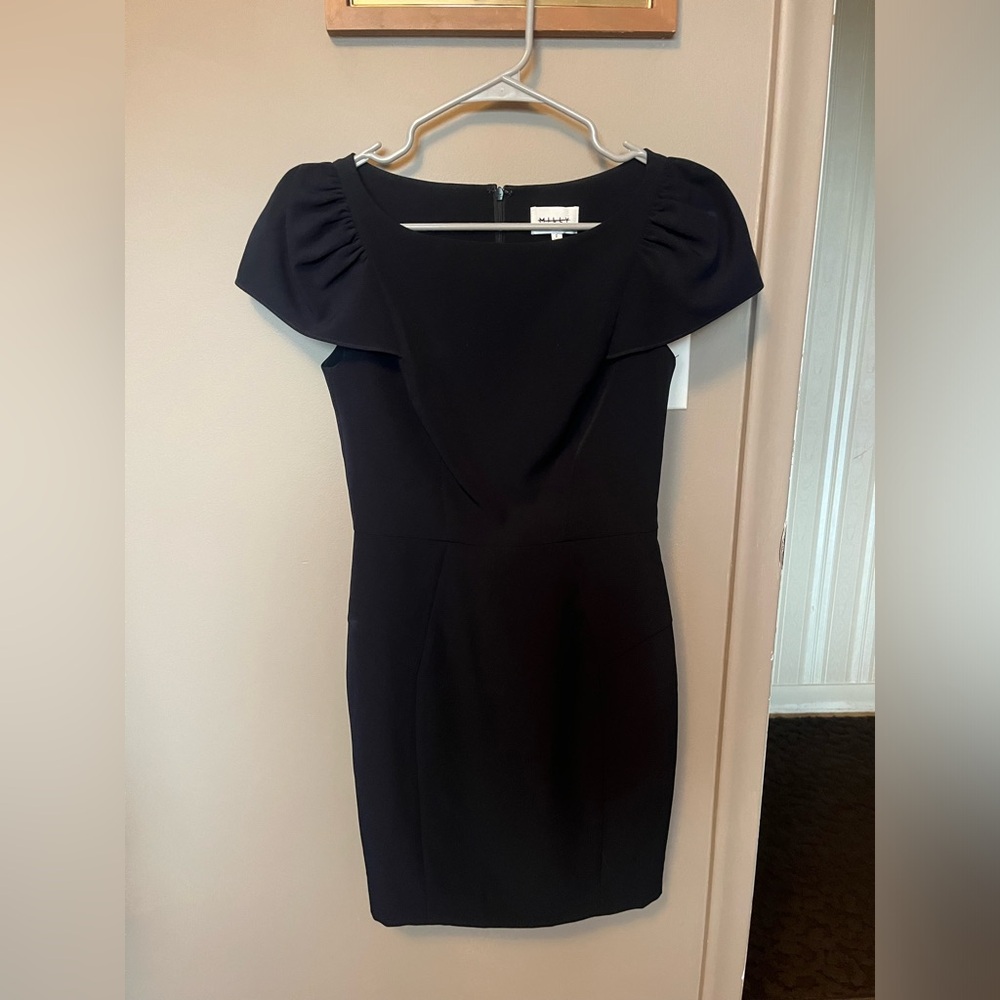 Milly Navy Blue Puff Sleeve Mini Dress